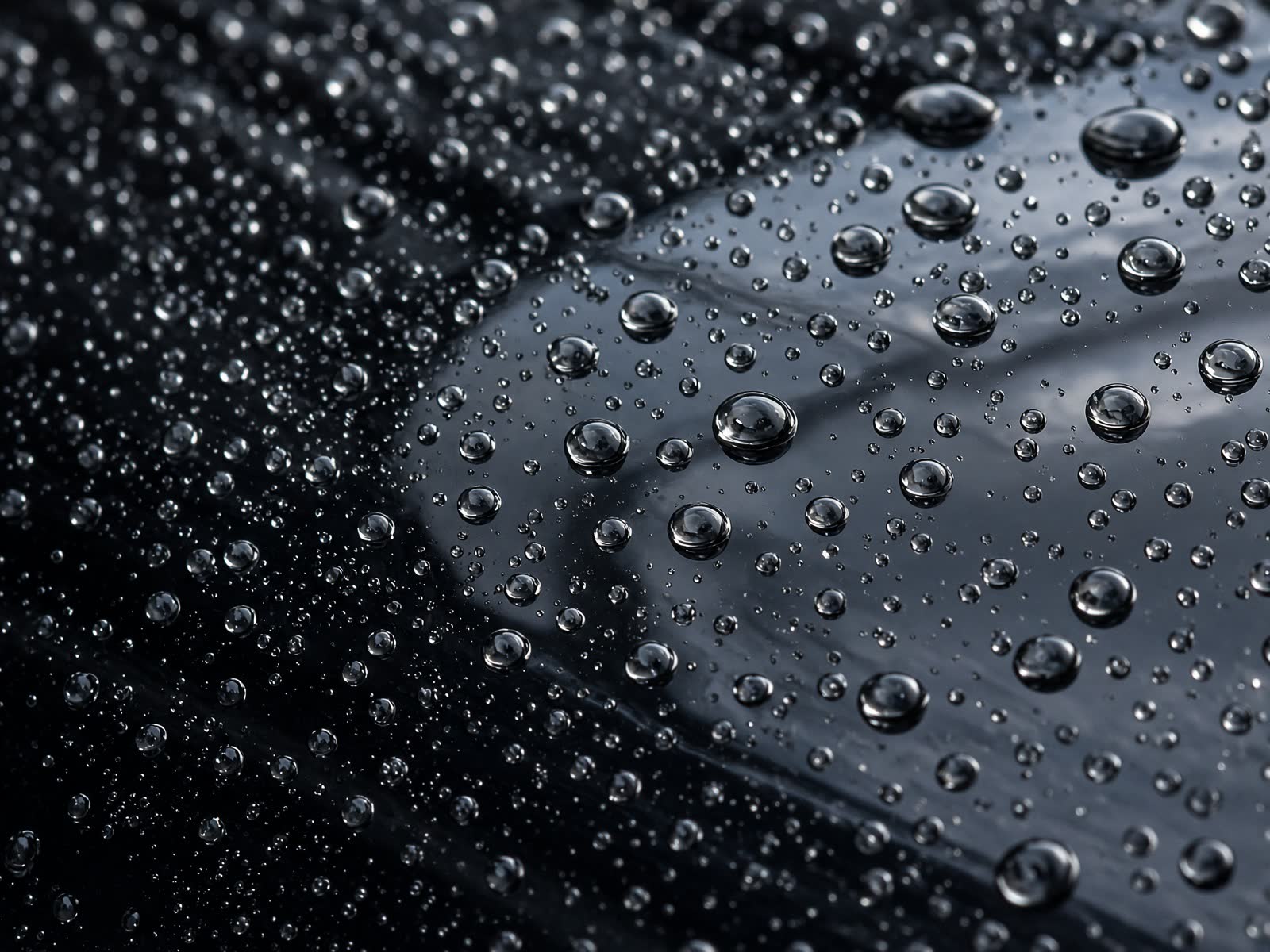 Water beading on ceramic-coated black paint
