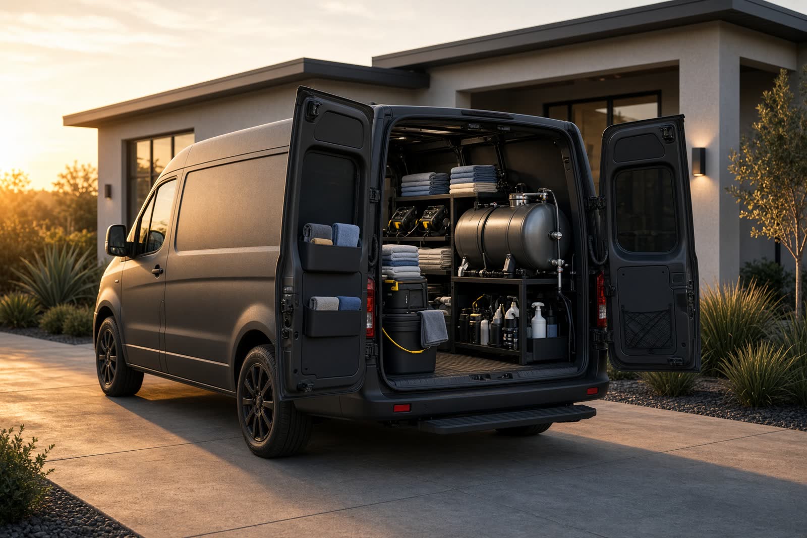 Anastasia Armor van open at a home